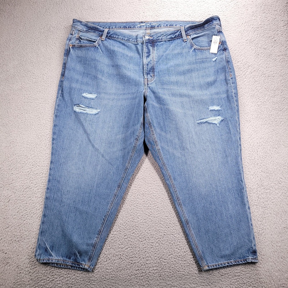 OLD NAVY Jeans Womens Plus Size 24 DARLA High Rise Slouchy Taper Distressed NEW